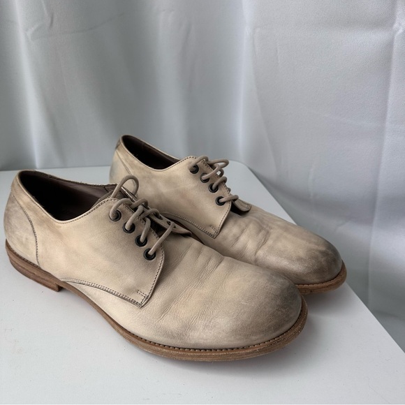 RARE! Alexander McQueen (42) Patinated Cream Leather Derby Lace Up Loafers main image 7